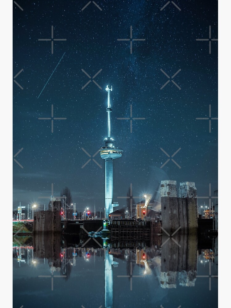 Disover Euromast Rotterdam stars Astral Astrophotography Milky way Netherlands Premium Matte Vertical Poster