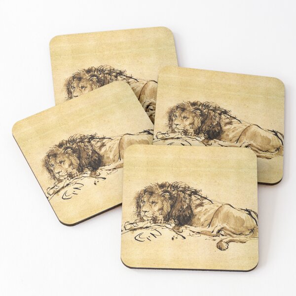 Item preview, CAPE LION LYING DOWN by Rembrandt, Brown Sepia Drawing designed and sold by BulganLumini.
