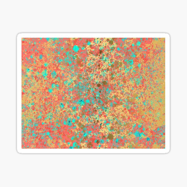 Living Coral, Turquoise and Patina Gold Design Sticker