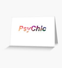 PsyChic, Good vibes, funny, cool, crazy, colors, blue, purple, red, yellow, gold, balck, white, cute, gift, present, ideas, besties Greeting Card