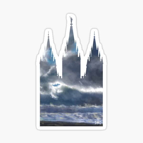 Salt Lake Temple Dramatic Sky Silhouette Sticker