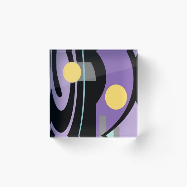Mellow Yellow Moonshine Abstract on Purple - Jenny Meehan Acrylic Block