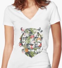 Tropical Tiger Women's Fitted V-Neck T-Shirt