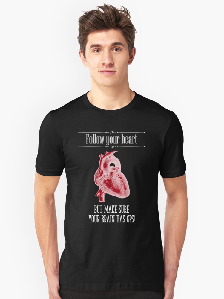 Alternate view of Follow Your Heart - Reverse Image Slim Fit T-Shirt