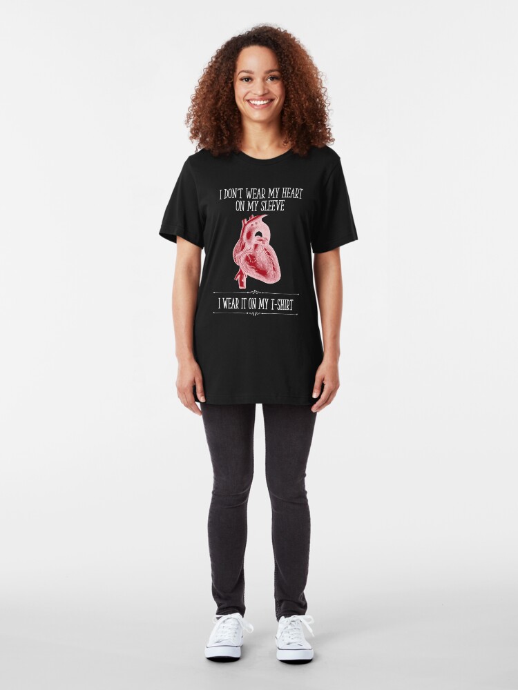 Alternate view of I Don't Wear My Heart On My Sleeve - Reverse Image Slim Fit T-Shirt