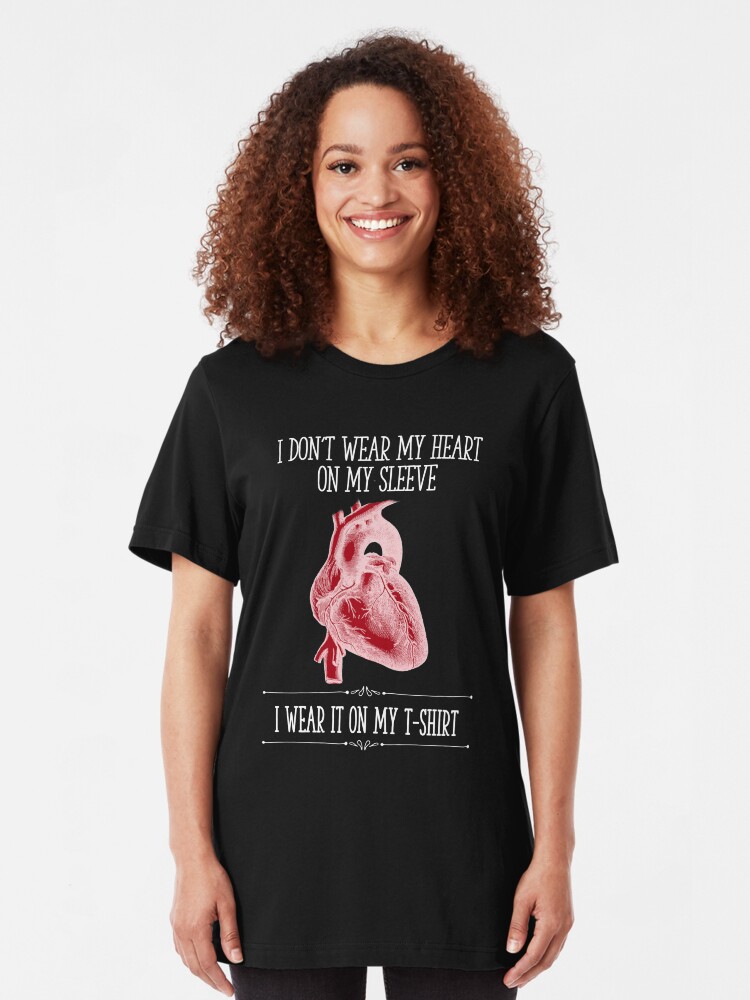 Alternate view of I Don't Wear My Heart On My Sleeve - Reverse Image Slim Fit T-Shirt