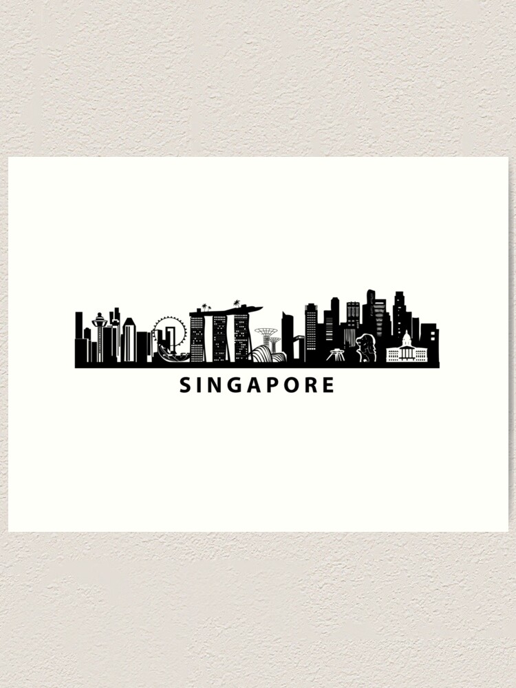 Singapore Skyline Art Art Print By Artlandstudio Redbubble