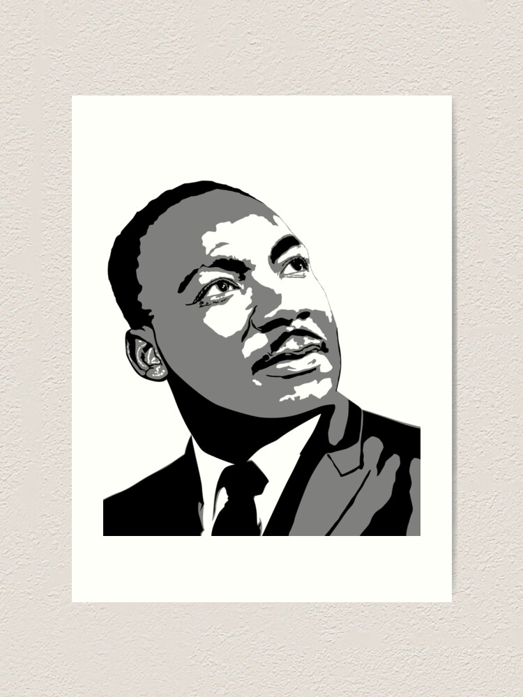 Martin Luther King Mlk Schwarz Weiss Schattenbild Illustration Kunstdruck Von Marcinadrian Redbubble