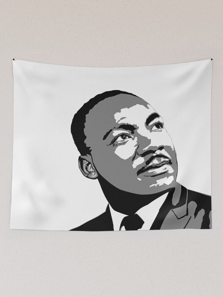 Martin Luther King / MLK, black and white silhouette illustration | Tapestry