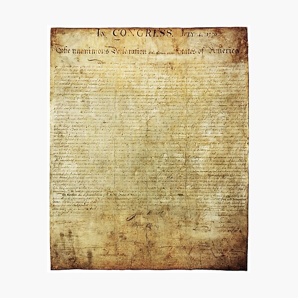 Original United States Declaration of Independence Matlack Version (1776) Photographic Print