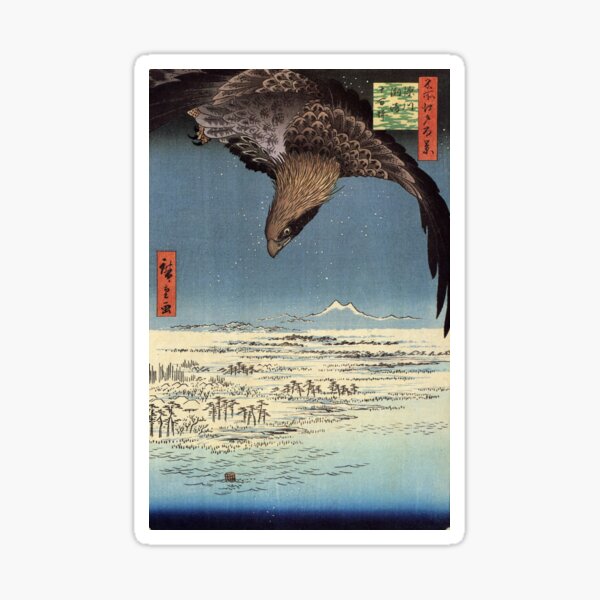 Eagle Over The Lowlands Near Susaki by Utagawa Hiroshige (Reproduction) Sticker