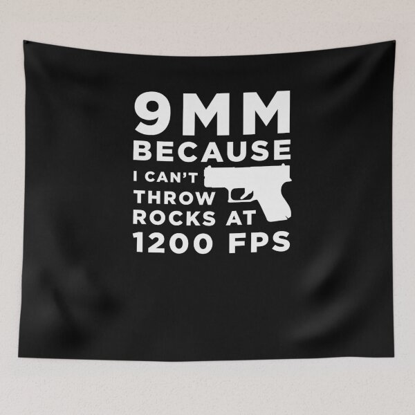 Item preview, Funny Gun Owner Pro Second Amendment Rights USA 9mm Because I Can't Throw Rocks designed and sold by KNUXX Shop.