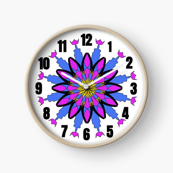 Modern Purple Blue Yellow and Black Geometric Pattern Design For Kids  Clock