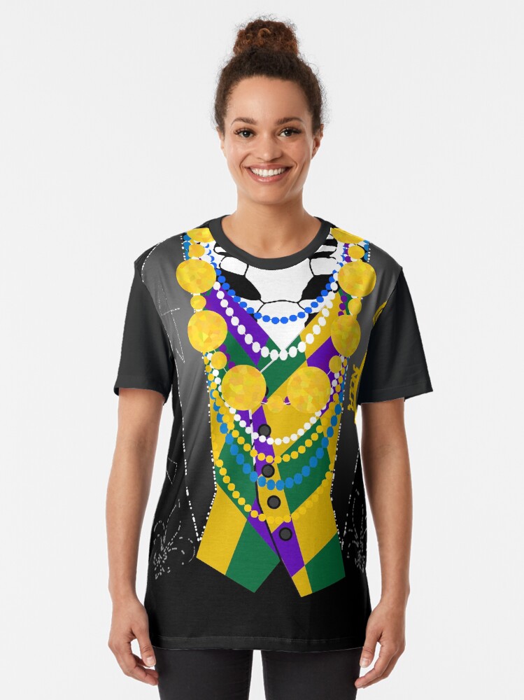 Alternate view of Darsana Prime Baron Samedi Mardi Gras Tuxedo Shirt Graphic T-Shirt