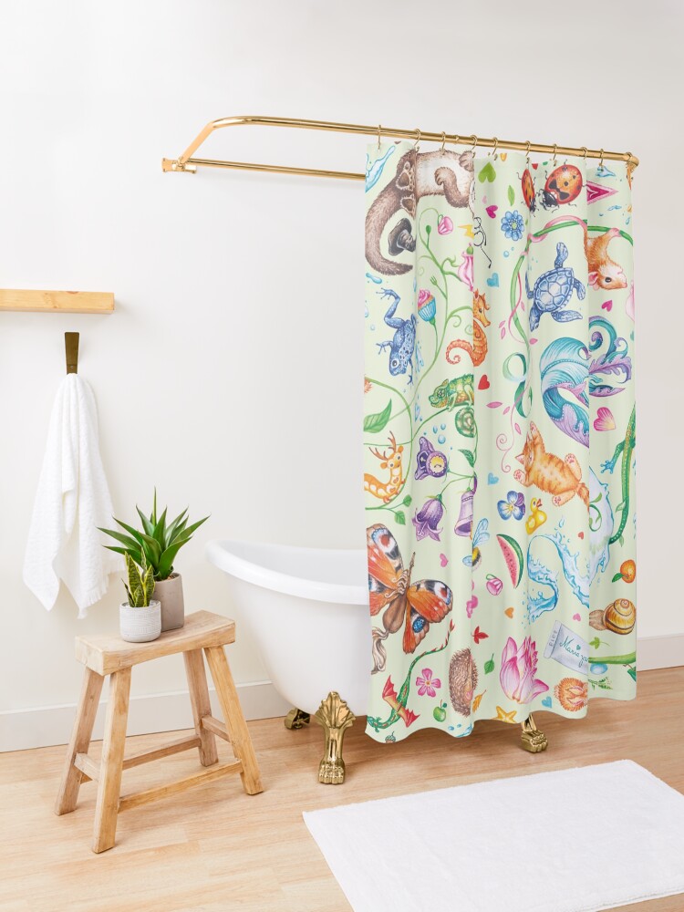 Alternate view of Green dreams by Maria Tiqwah Shower Curtain