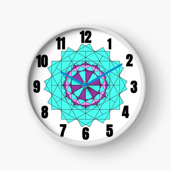 Unique Clocks: Purple Teal Geometric Clock Artwork Pattern With Numbers Clock