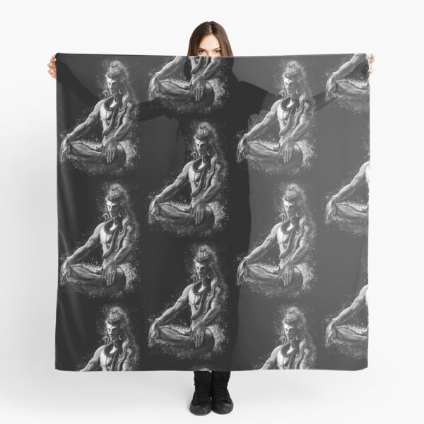 Aperçu de l'œuvre Le majestueux Seigneur Shiva en méditation éternelle - Noir et blanc créée et vendue par A little more Whirl.