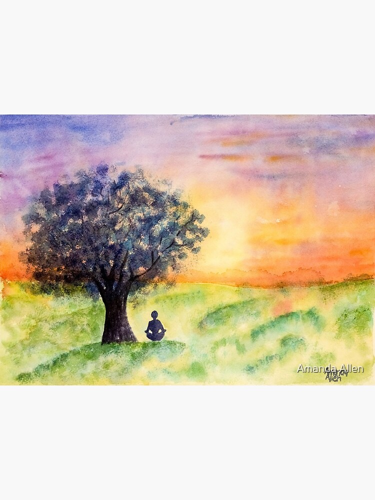 One With Nature Watercolour Art Board Print By Creador Redbubble