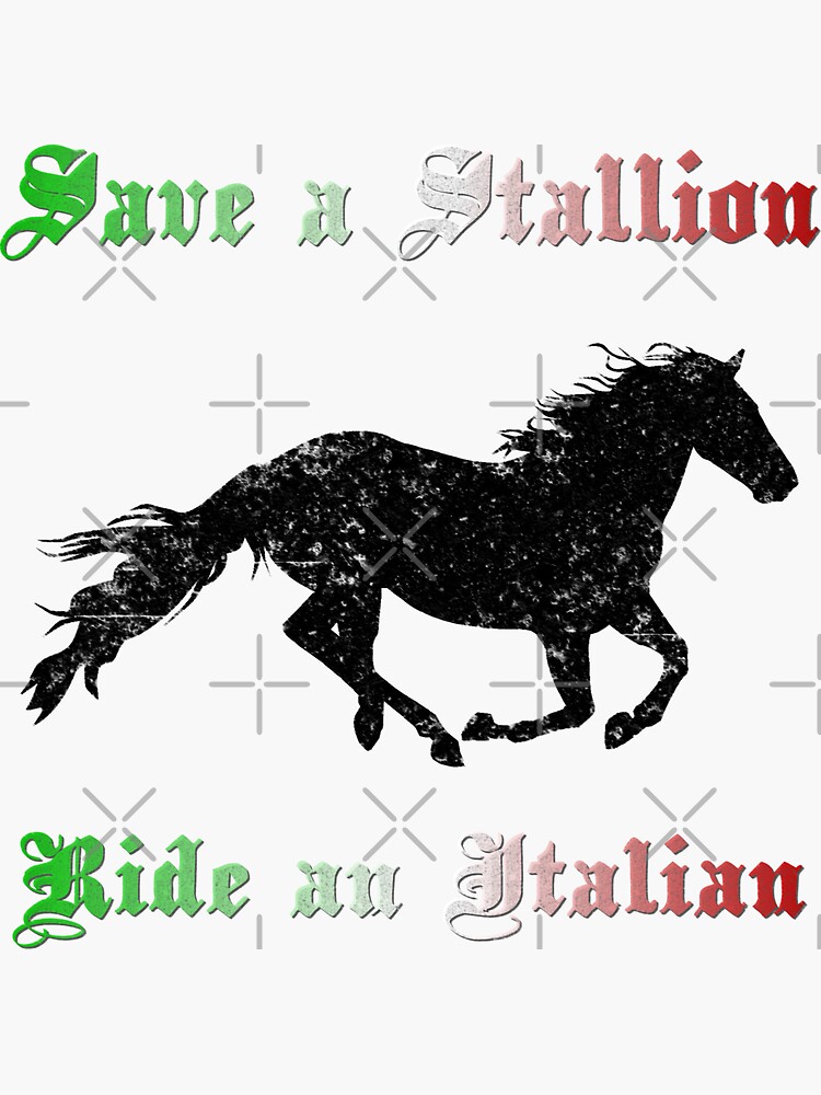 "Save a Stallion Ride an Italian Funny Joke" Sticker for Sale by kiwi91
