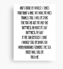 Led Zeppelin Thank You Lyrics Metal Print