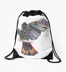 The Black Cockatoo on a Perch Drawstring Bag