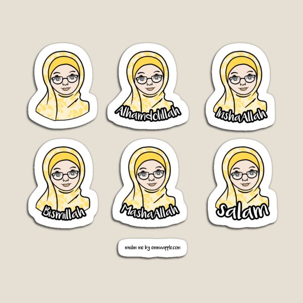 Original Muslim Me Yellow Hijabi Cartoon Magnet