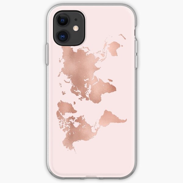 Rose Gold World Map iPhone Soft Case