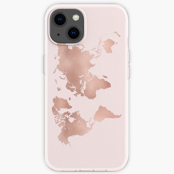 Rose Gold World Map iPhone Soft Case