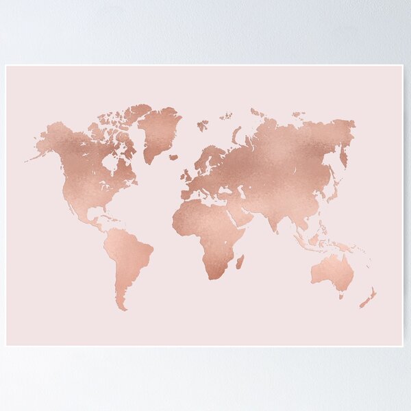 Rose Gold World Map Poster