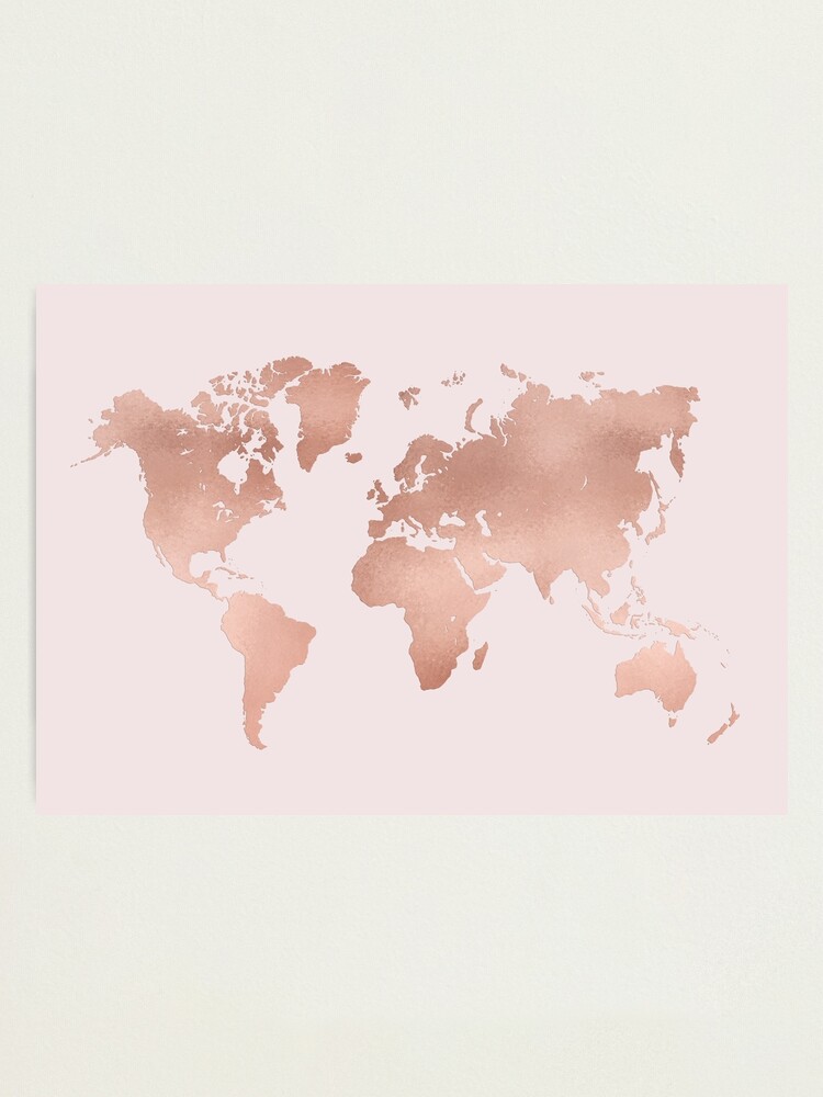 Alternate view of Rose Gold World Map Photographic Print