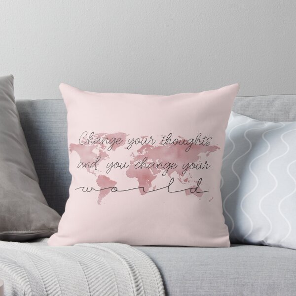 Item preview, Change your thoughts, change your world Pink World Map designed and sold by lolomastudio.