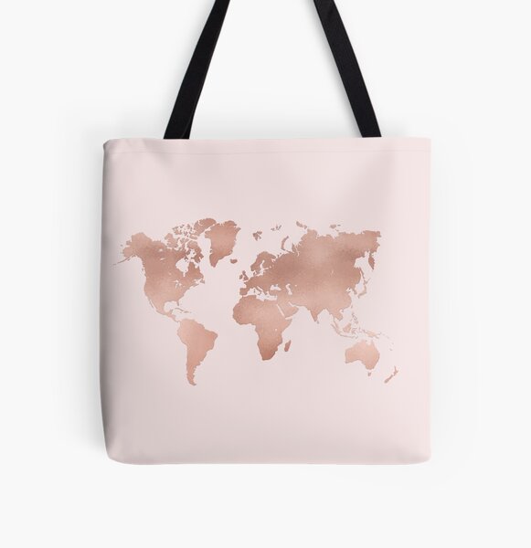 Aperçu de l'œuvre Carte du monde en or rose créée et vendue par lolomastudio.