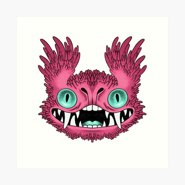 Pink Happy Eyes Blue Art Print