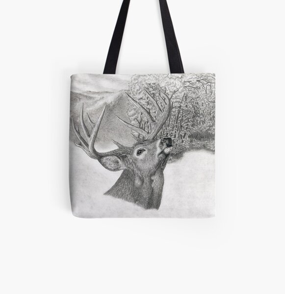 Elk in a Row Deer Hunter Hunting Grocery Travel Reusable Tote Bag