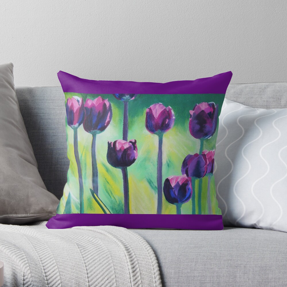 Tulips Aglow Throw Pillow