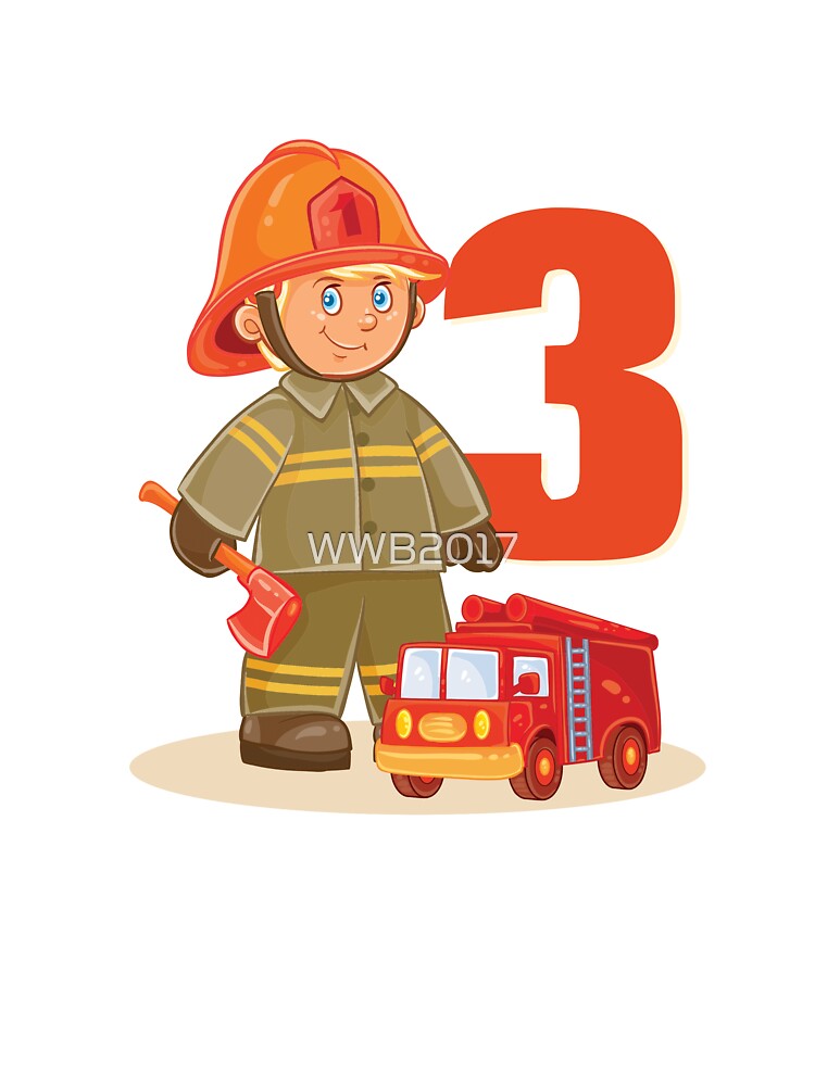 T Shirt Enfant Chemise D Anniversaire De 3 Ans Pour Camion De Pompiers 3e 05 Par Wwb17 Redbubble
