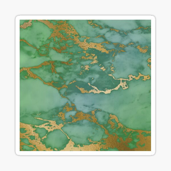 Gold Veined Green Luxury Faux Marble Sticker