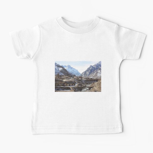 #Mountains, #road, #houses, #river, mountain village Tawlula  Karachay Balkar Baby T-Shirt