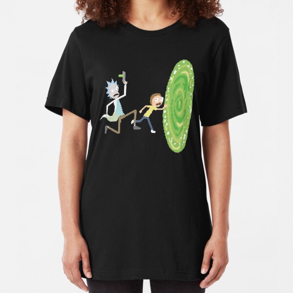Rick and Morty Pixels - Pixel Rick! Slim Fit T-Shirt