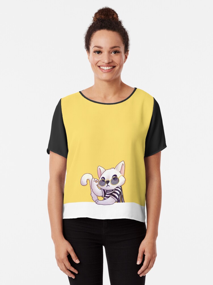 Thumbnail 1 of 6, Chiffon Top, Fabulous Cat designed and sold by instadrawvhs.
