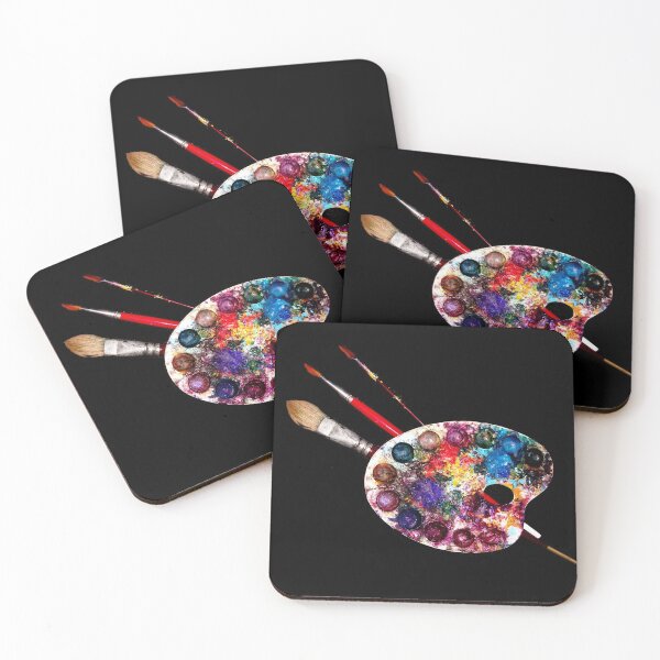 Item preview, ARTIST COLOR PALETTE AND BRUSHES  IN BLACK designed and sold by BulganLumini.