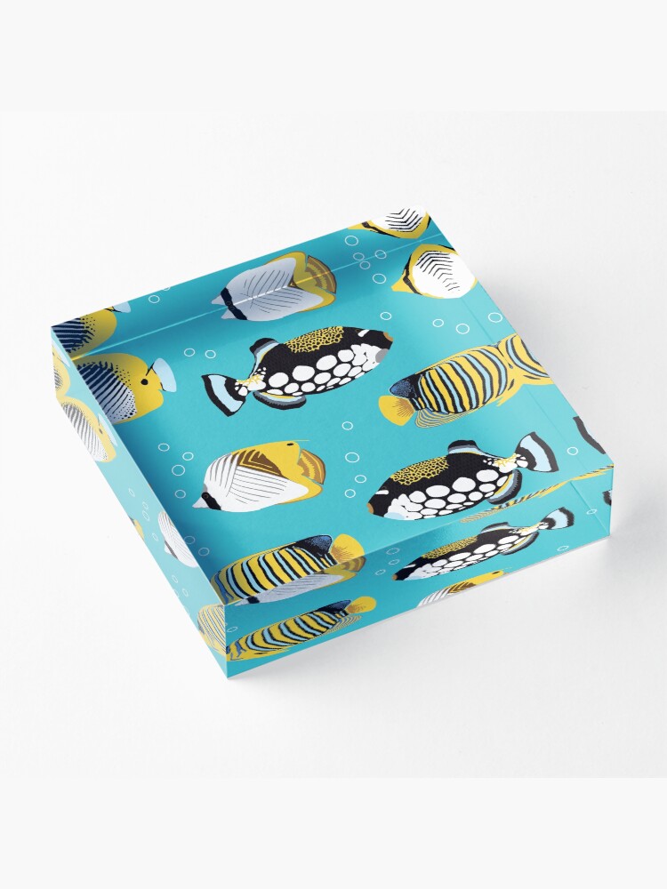 Alternate view of Tropical Fish in water (with stickers) Acrylic Block