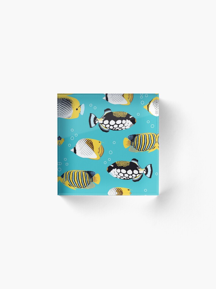 Alternate view of Tropical Fish in water (with stickers) Acrylic Block