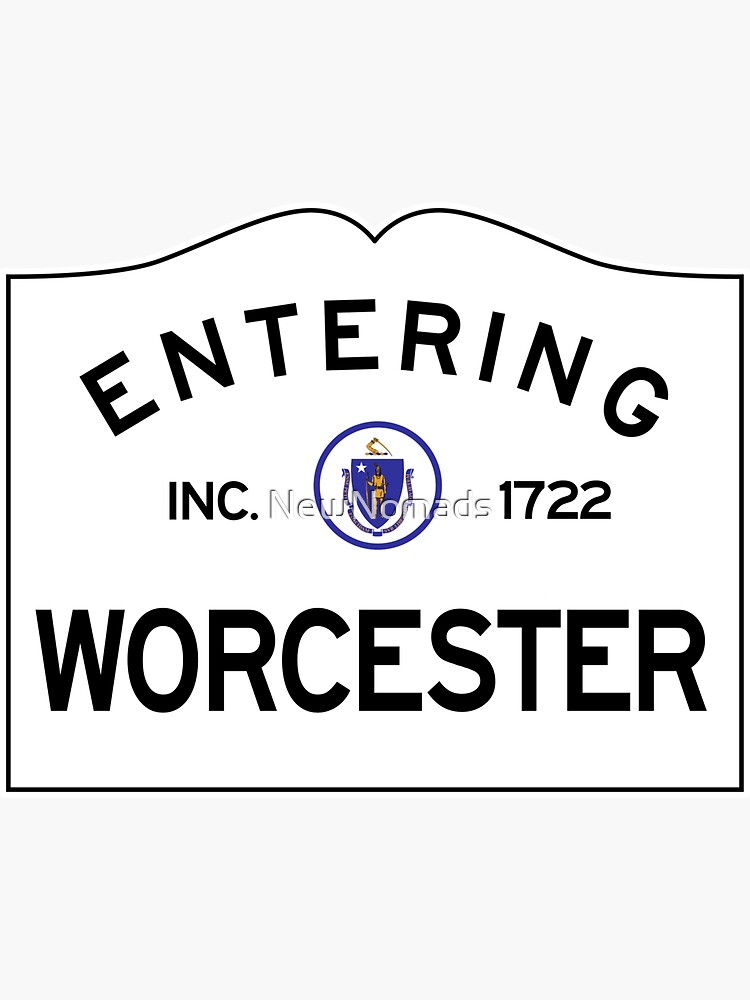 Thumbnail 3 of 3, Sticker, Entering Worcester Massachusetts - Commonwealth of Massachusetts Road Sign designed and sold by NewNomads.