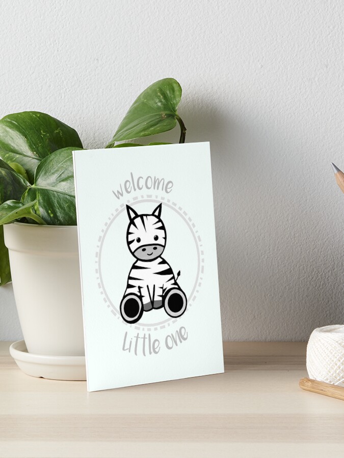 Welcome Little One Gender Neutral Unisex Baby Card Zebra Card