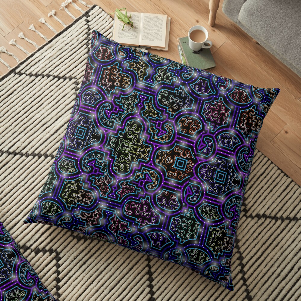 Shipibo Pattern/Ayahuasca Visions Floor Pillow