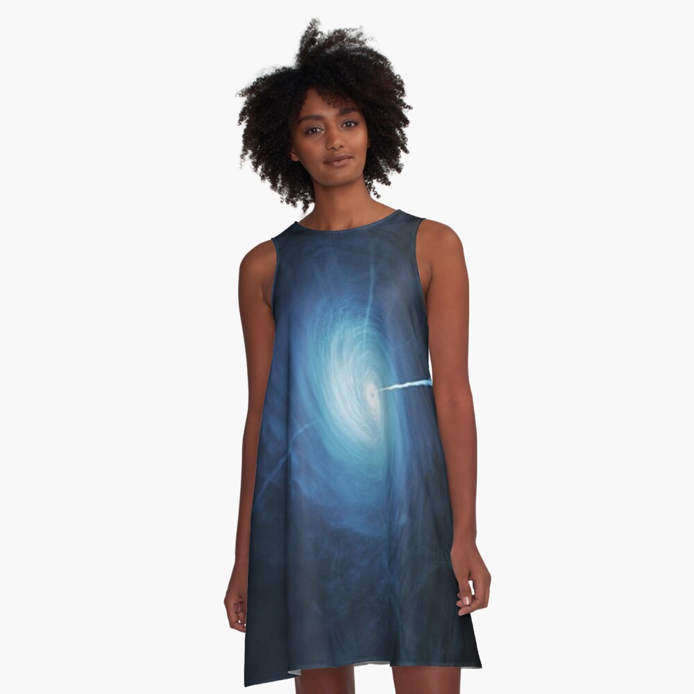 abstract, astronomy, energy, flame, space, motion, science, blur, fantasy, moon, futuristic, vertical, large, smoke - physical structure, exploding, explosions in the sky, textured A-Line Dress