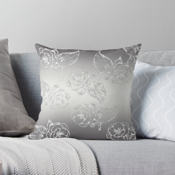 Grey And White Floral Pattern Throw Pillow By Greenbaby Redbubble   Throwpillow,small,600x Bg,f8f8f8 C,0,120,600,600 