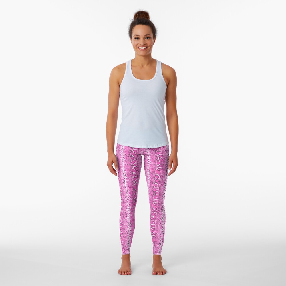 Hot Pink Snakeskin Pattern Leggings