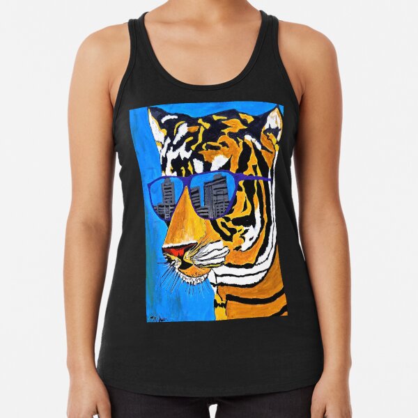 Cool Tiger in Sun Shades Racerback Tank Top